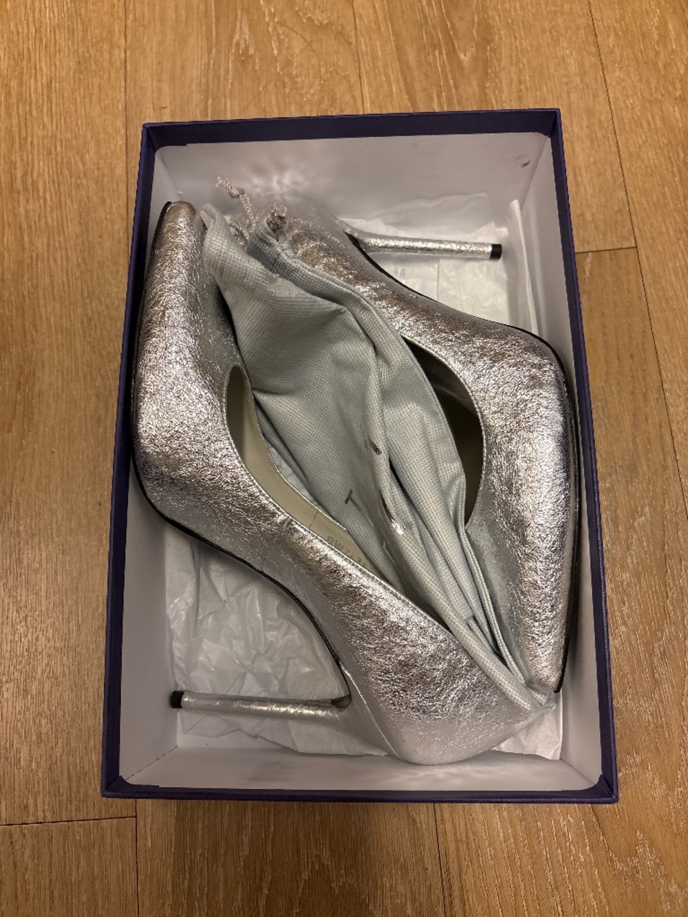 STUART WEITZMAN silver foil heels NEW IN BOX 12W - Picture 14 of 14